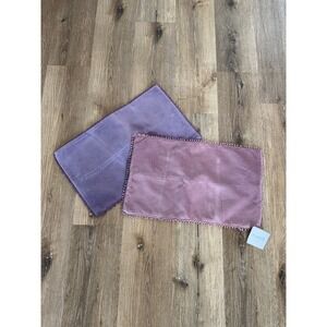 Thro Home Velvet Lumbar Pillow Covers Set 2 12x20 Purple Rose Pom Pom‎ Trim NEW